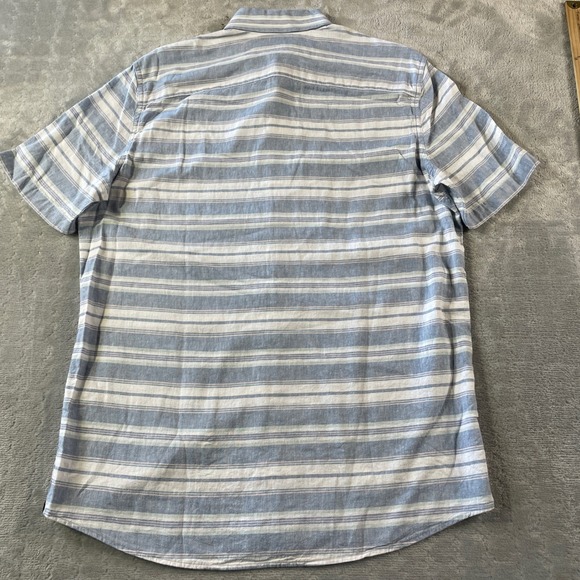 Southern Tide Linen Shirt Mens Small Blue Striped Travel Beach Summer Vacation - Picture 8 of 10